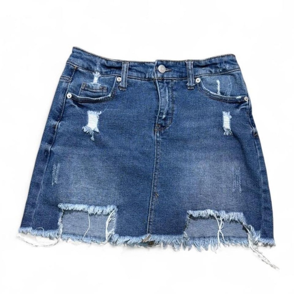 Wild Fable blue mini distressed cotton blend denim skirt
